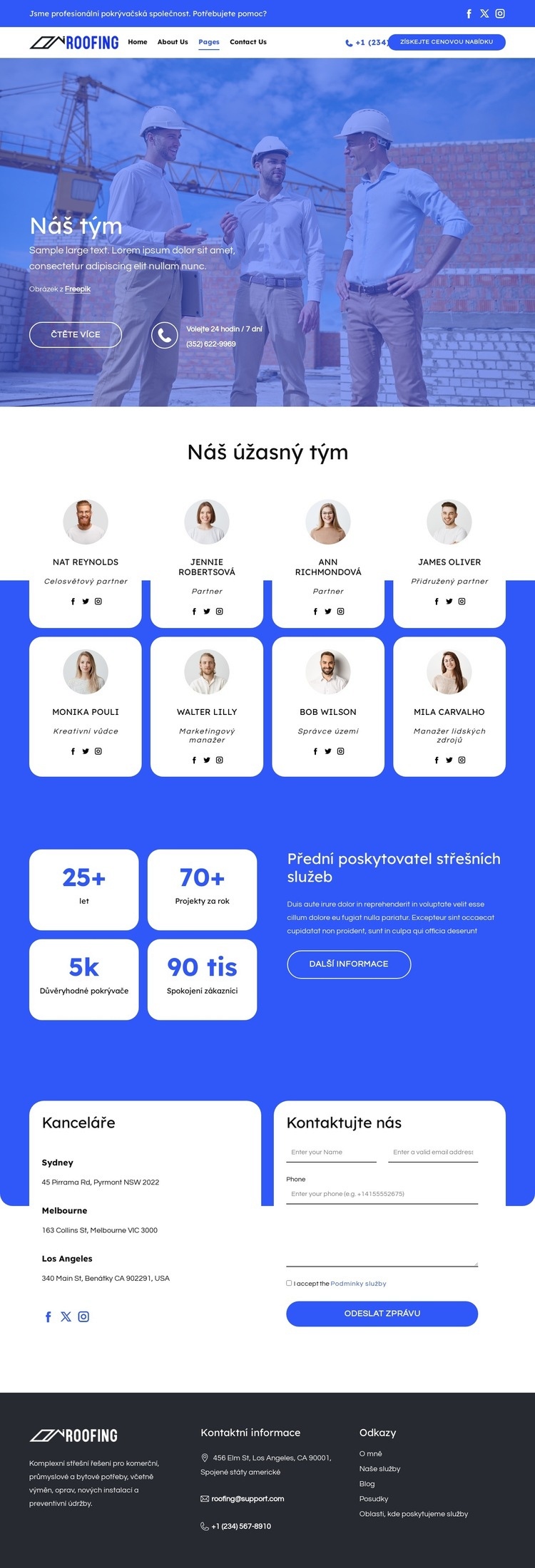 Seznamte se s týmem pokrývačů Šablona HTML