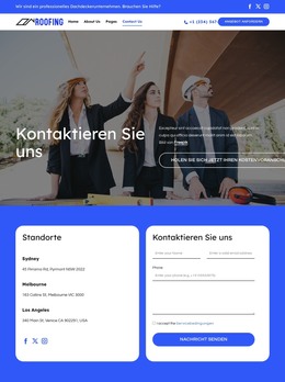 HTML-Seitendesign Für Kontaktseite Für Dachdeckerunternehmen