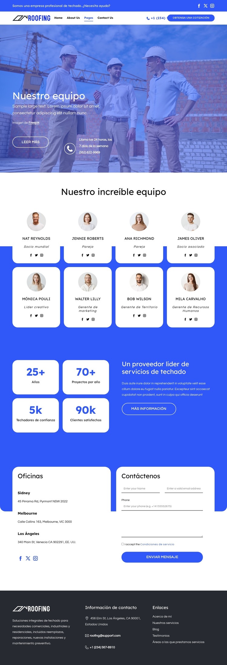 Conozca al equipo de techado Plantilla HTML