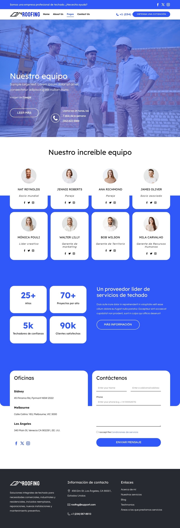 Conozca al equipo de techado Tema de WordPress