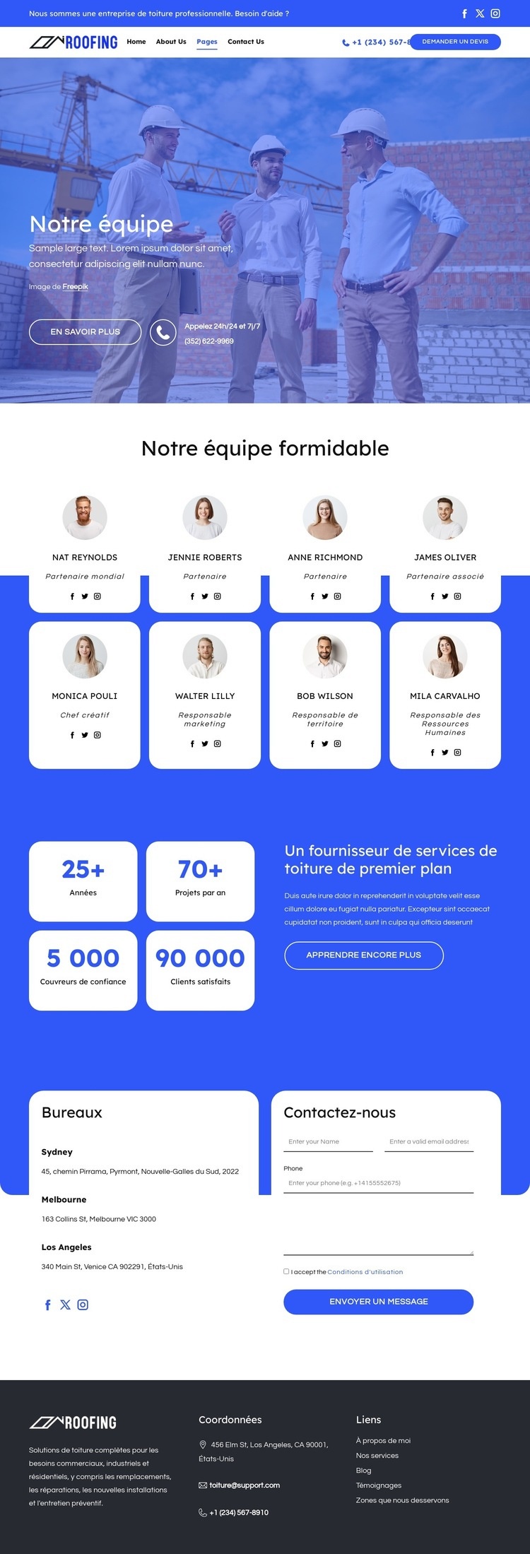 Rencontrez l'équipe de toiture Maquette de site Web