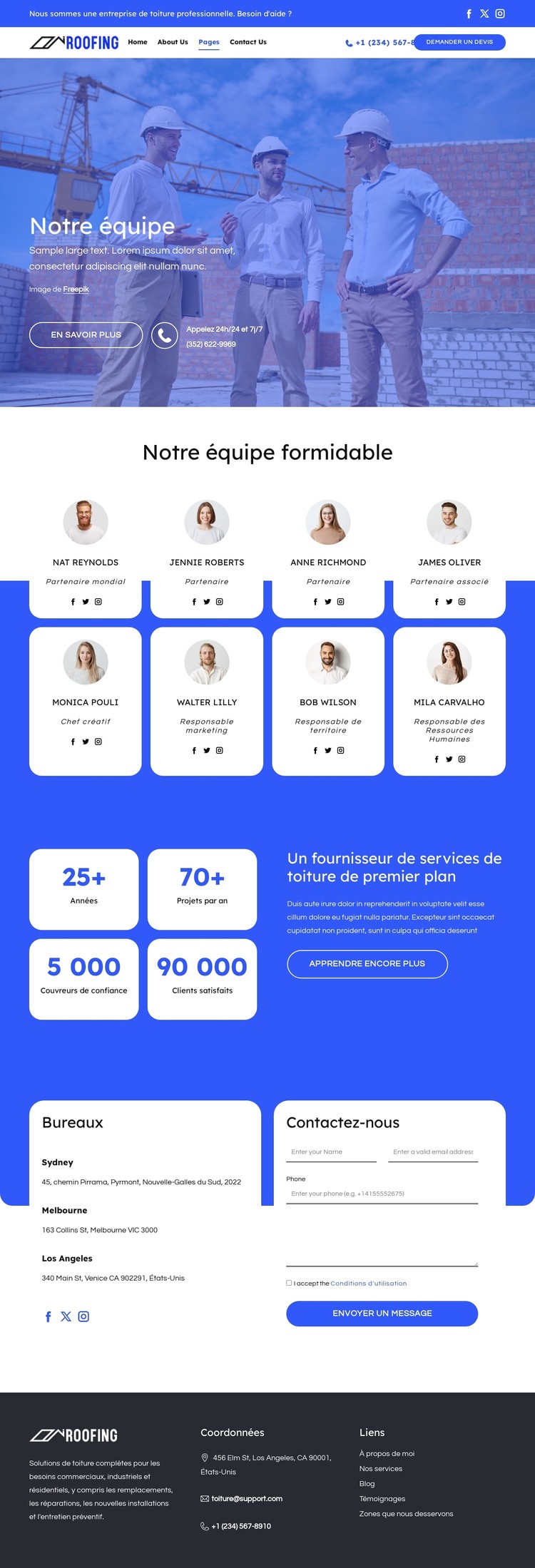 Rencontrez l'équipe de toiture Modèle CSS