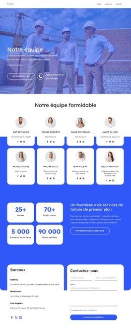 Modèle HTML5 Polyvalent Pour Rencontrez L'Équipe De Toiture