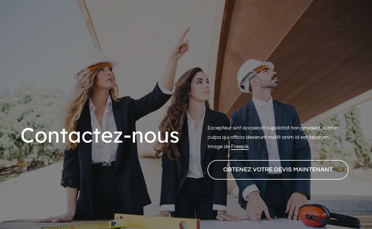 Bloc contact pour entreprise de construction Thème WordPress