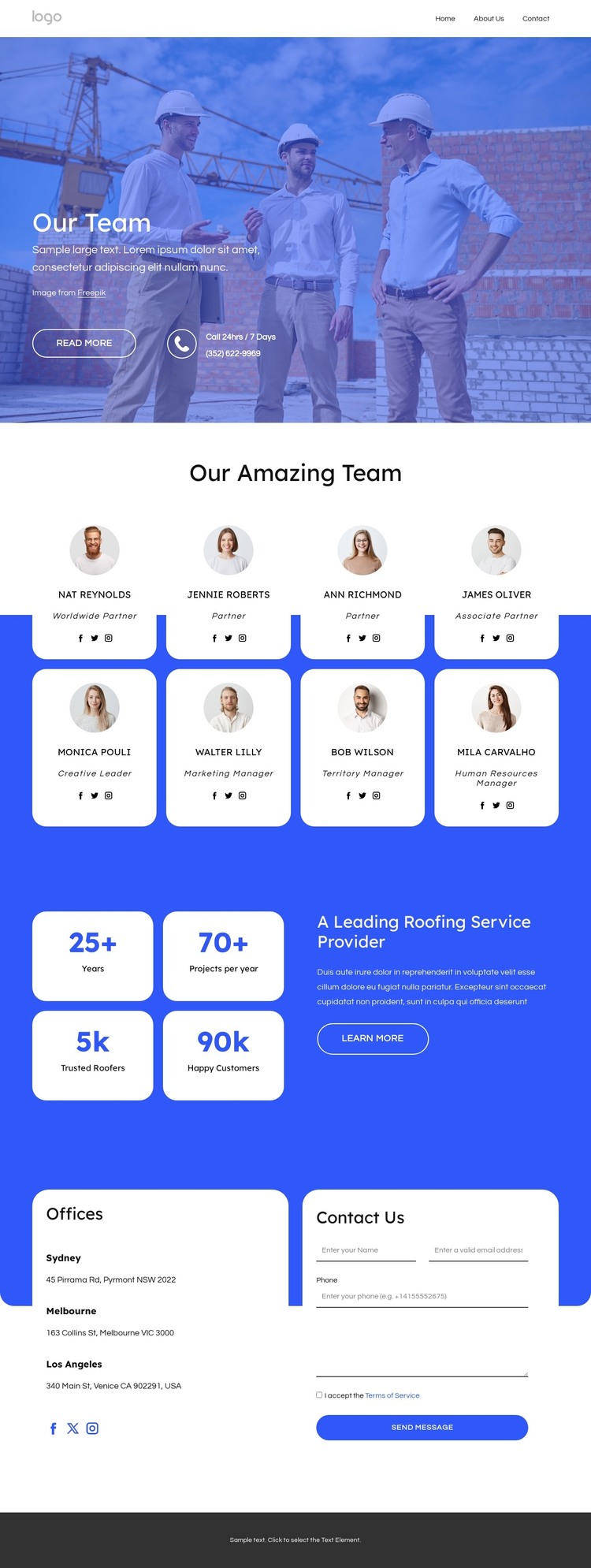 Meet the roofing team HTML Template