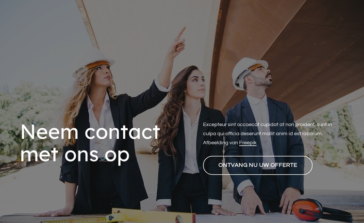 Neem contact met ons op blok voor bouwbedrijf WordPress-thema