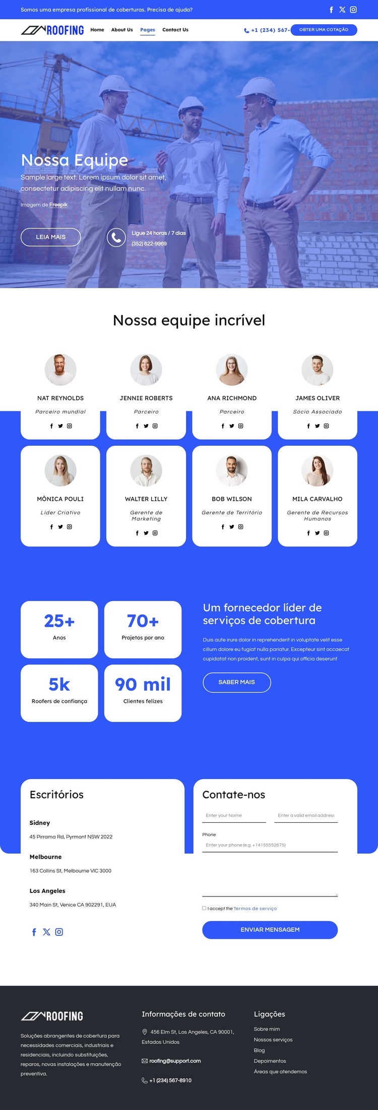 Conheça a equipe de coberturas Tema WordPress