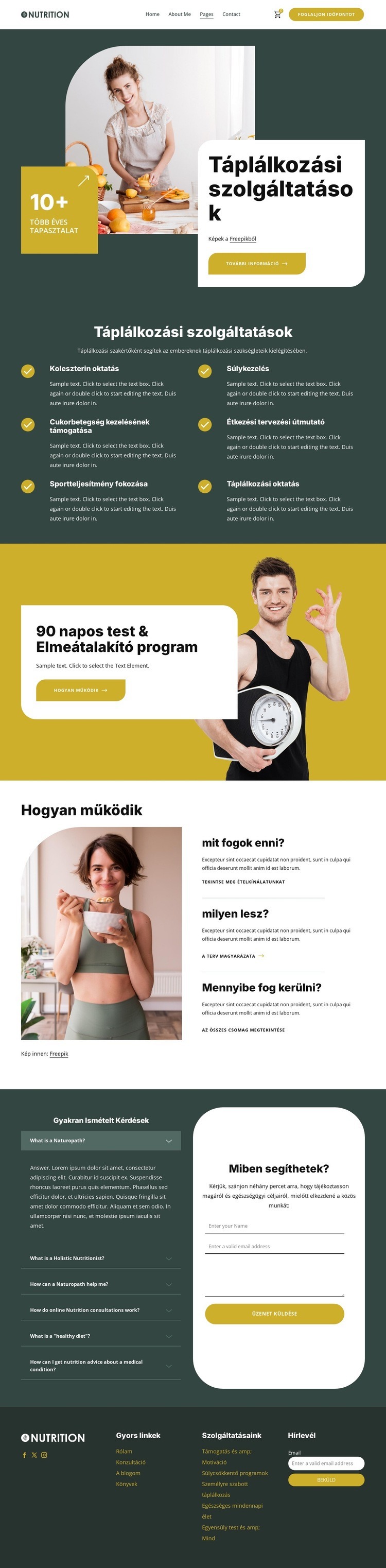 Táplálkozási szolgáltatások Weboldal sablon