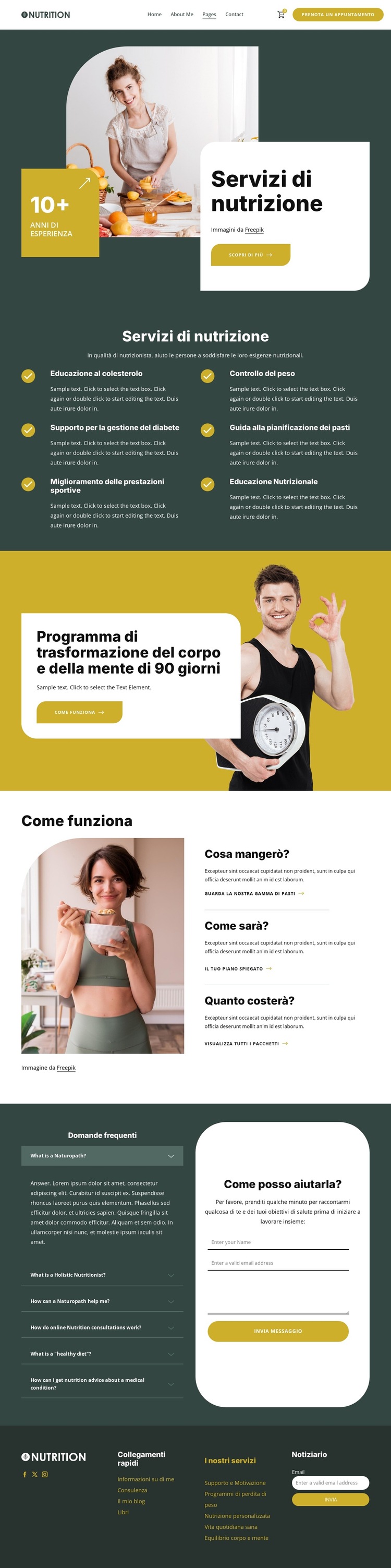 Servizi di nutrizione Modello di sito Web