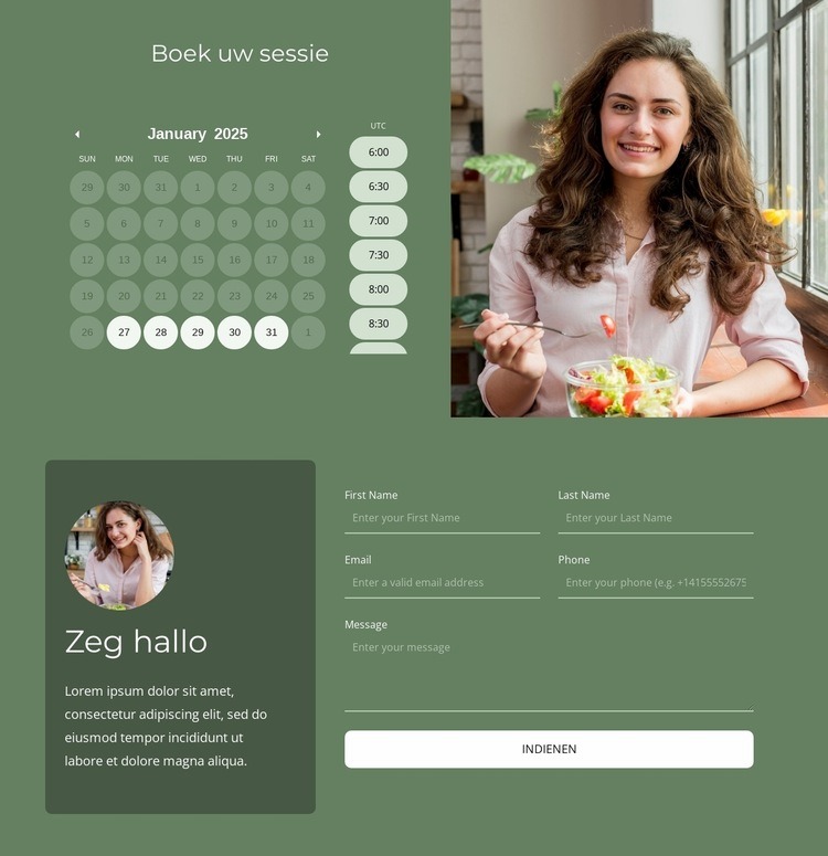 Ontvang gepersonaliseerde voedingscoaching Website ontwerp