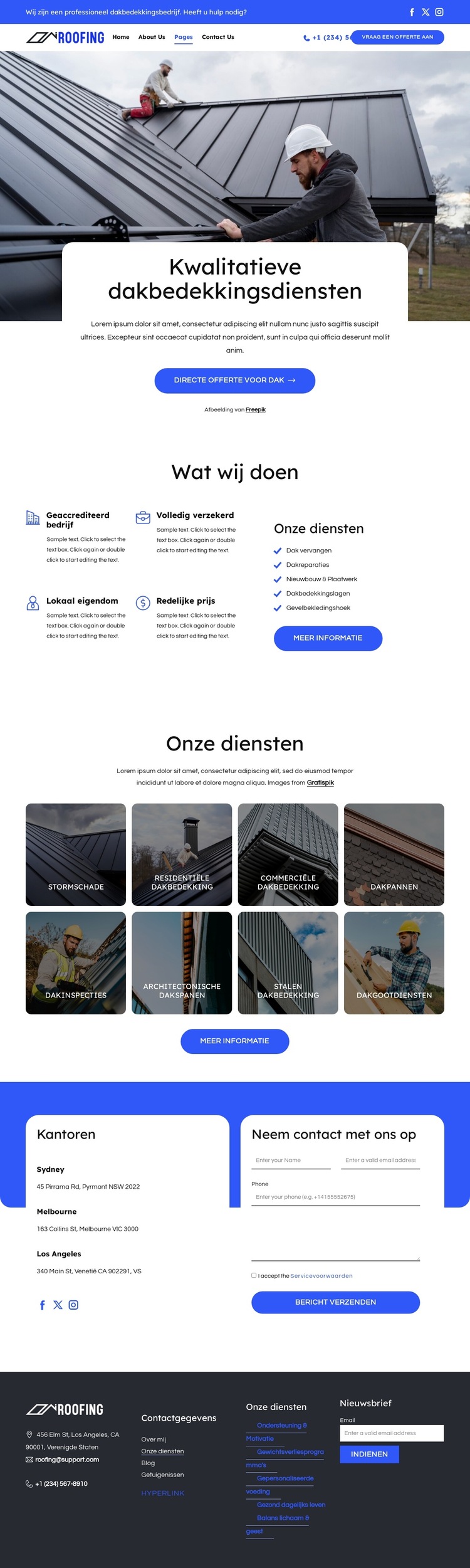Betrouwbare dakoplossingen Website sjabloon