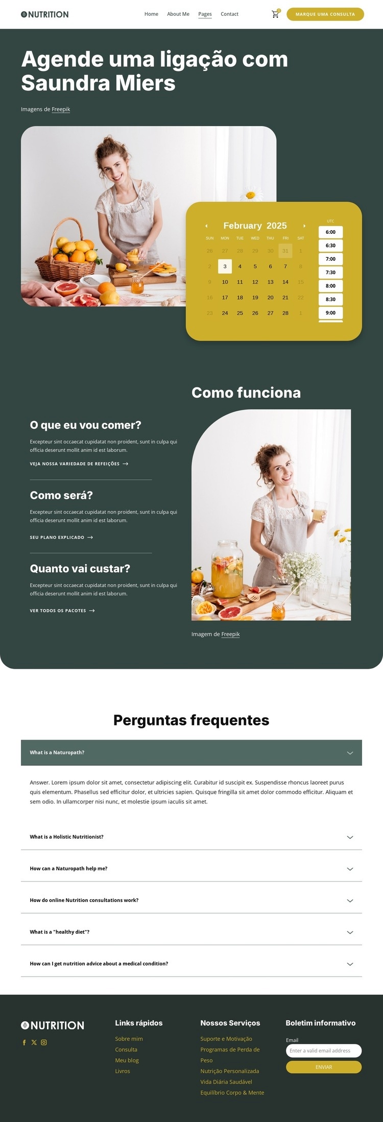 Consultas de nutrição Landing Page