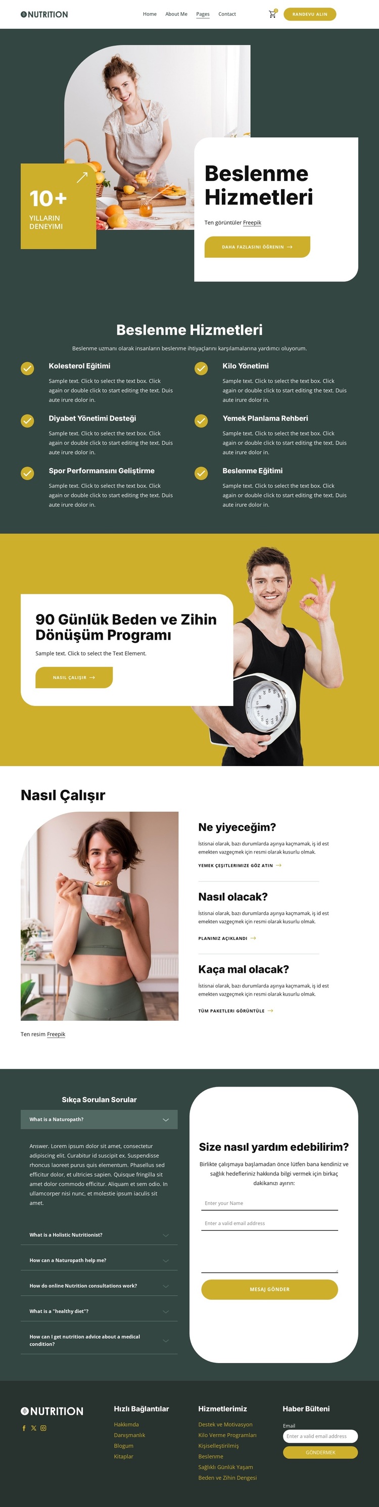 Beslenme hizmetleri WordPress Teması