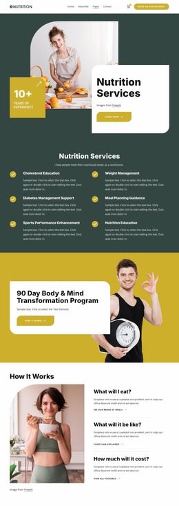 Nutrition Services - Responsive Website Mockup