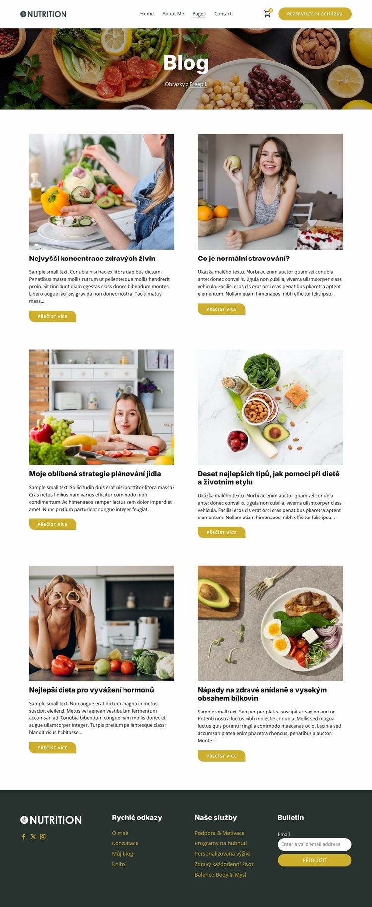 Blog o výživě Šablona webové stránky