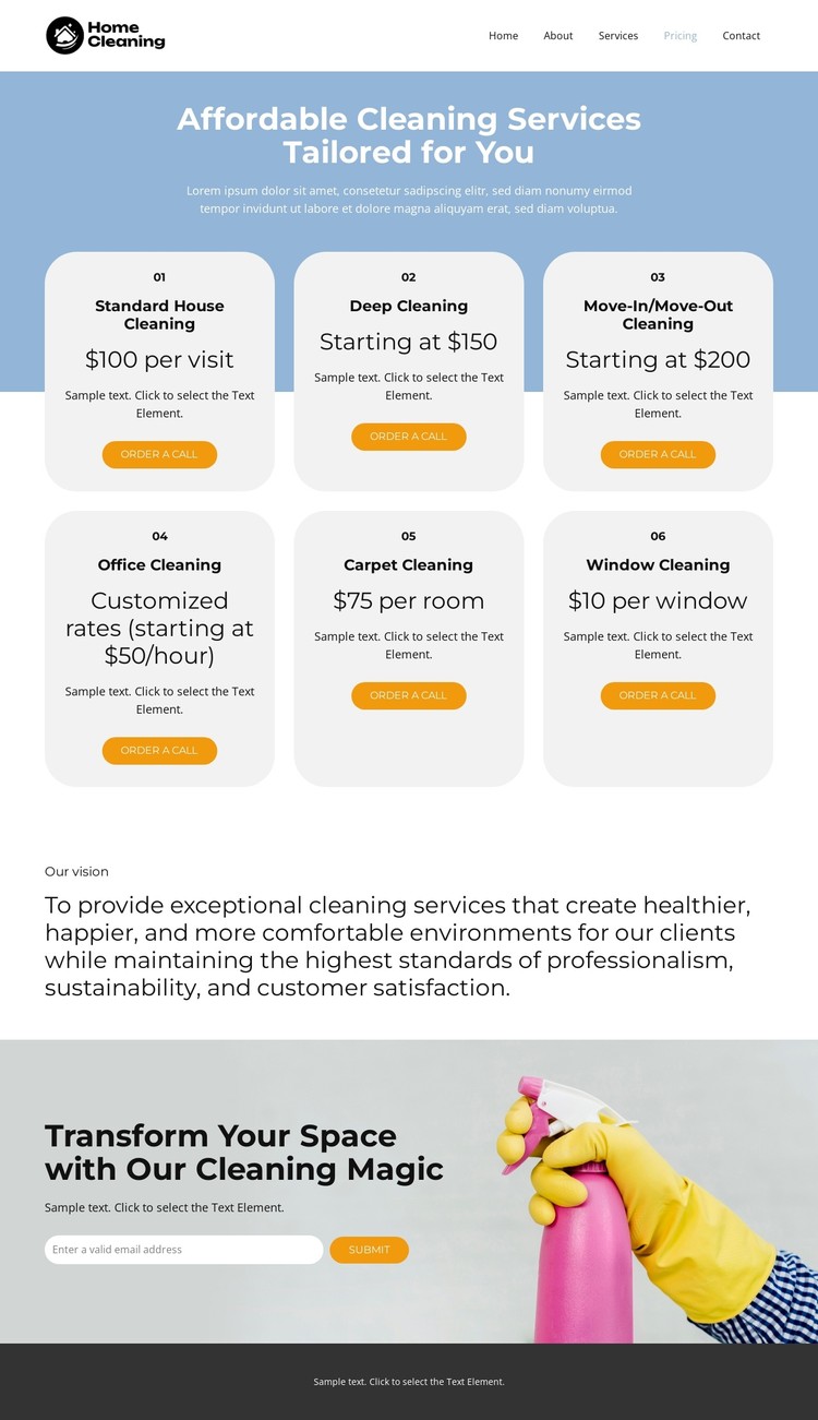 Cleaning Services Pricing CSS Template