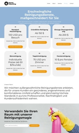 Preise Für Reinigungsdienste – Kostenlos Herunterladbare HTML5-Vorlage