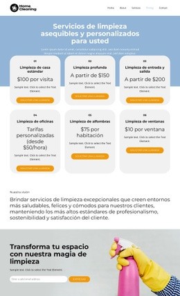 Precios De Servicios De Limpieza - HTML Builder Drag And Drop