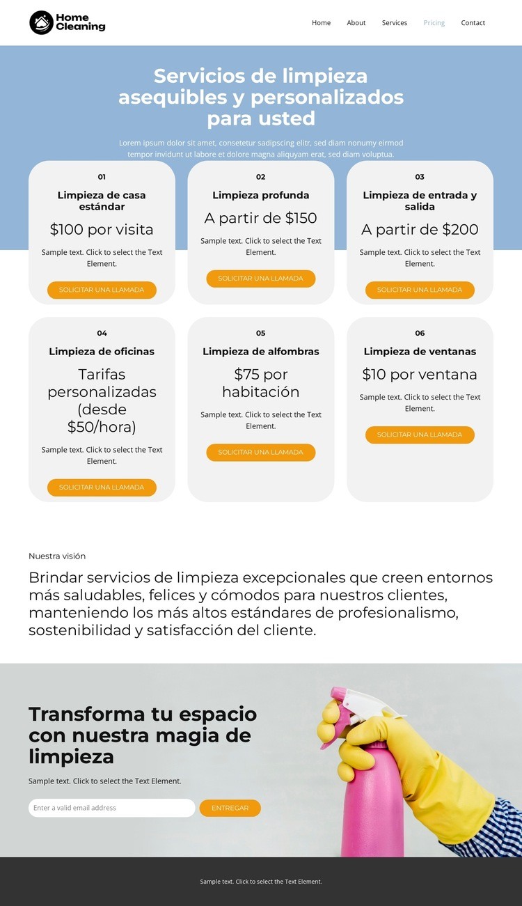 Precios de servicios de limpieza Plantillas de creación de sitios web