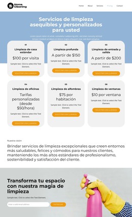 Diseño De Página HTML Para Precios De Servicios De Limpieza