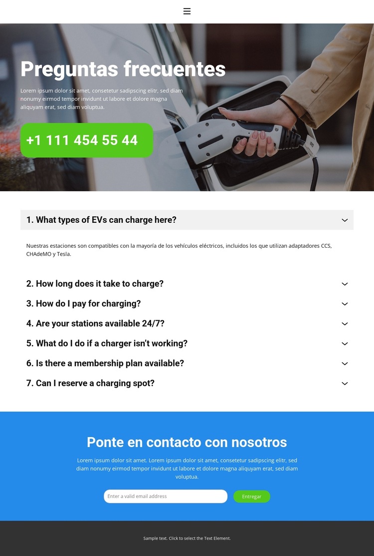 Electric Vehicle Charging Plantilla de sitio web