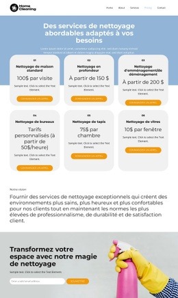 Tarifs Des Services De Nettoyage - HTML Builder Drag And Drop