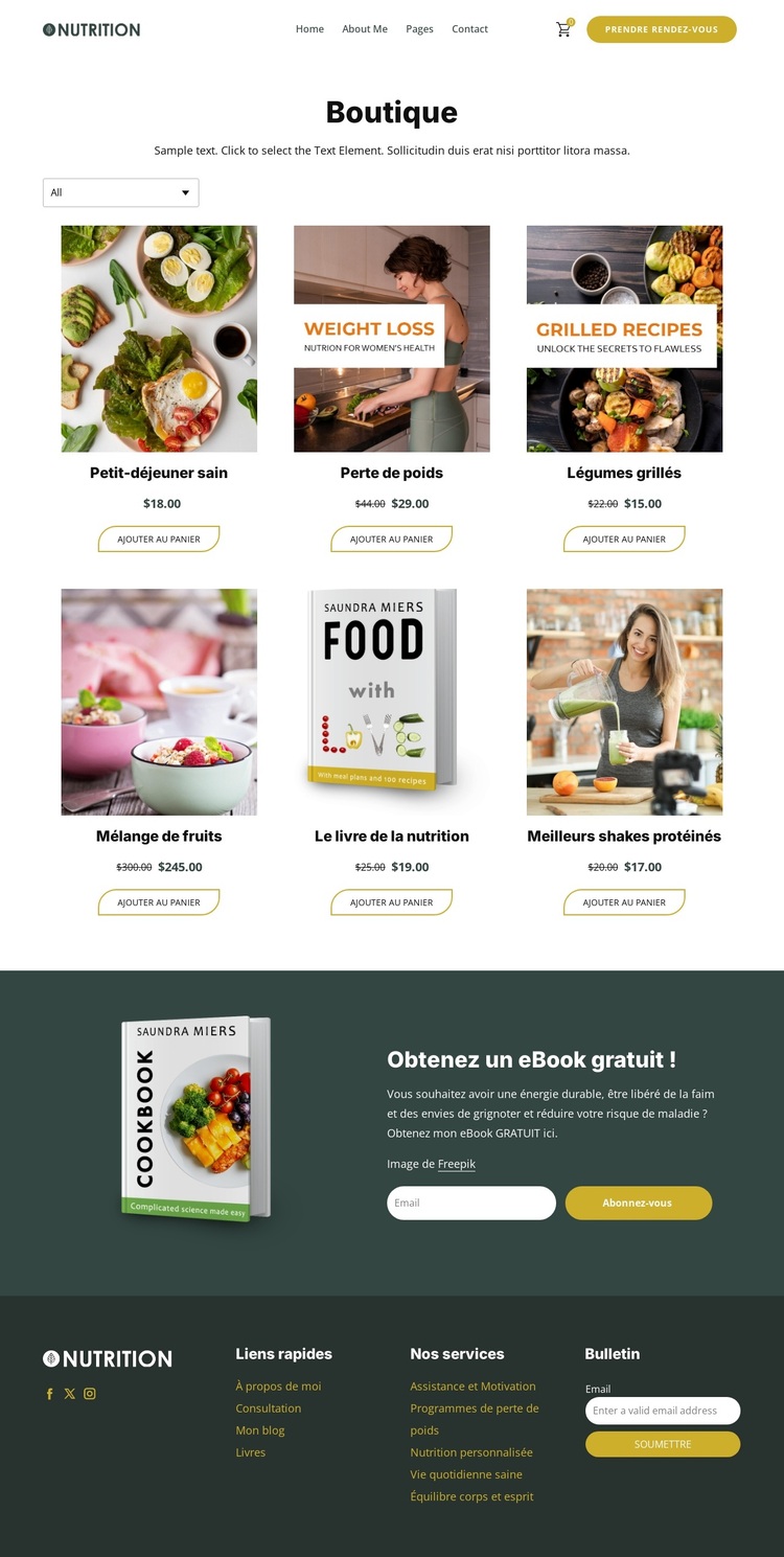 Magasin de nutrition Thème WordPress