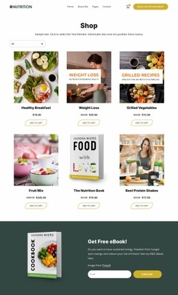 Nutrition Shop - Drag & Drop Homepage Design