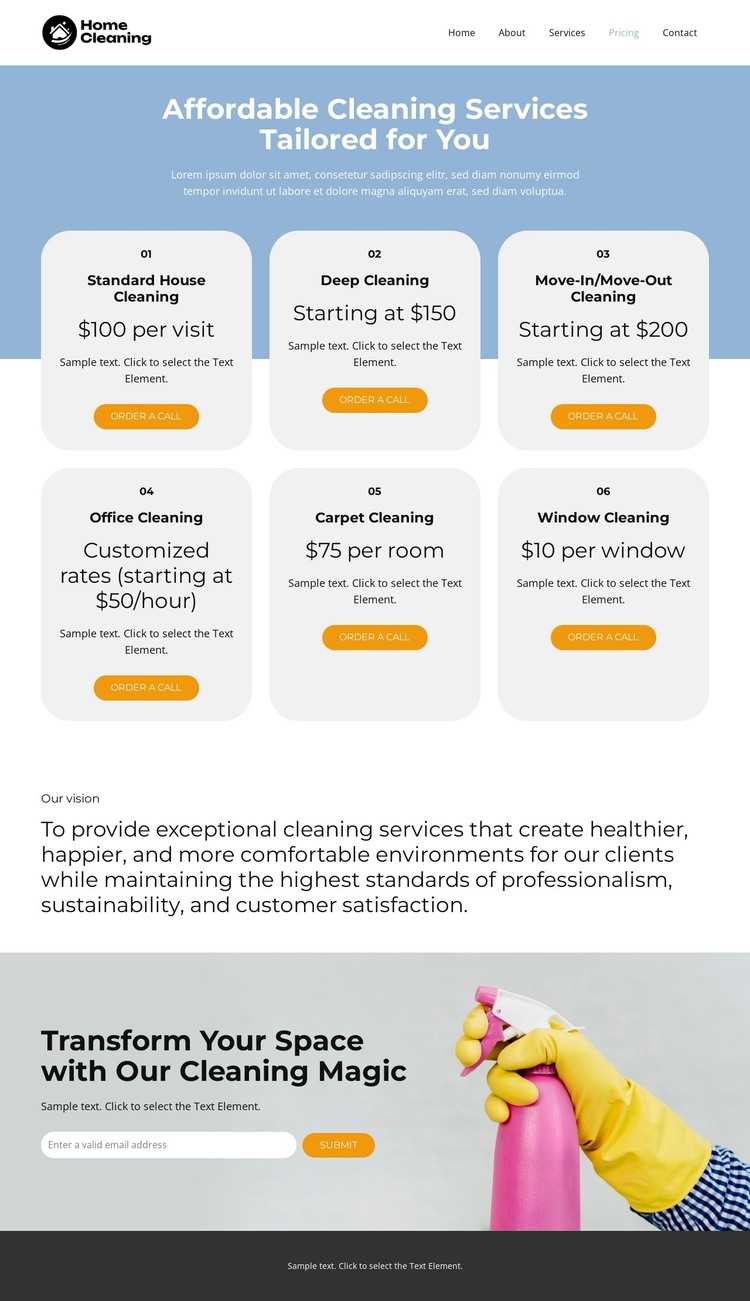 Cleaning Services Pricing HTML Template