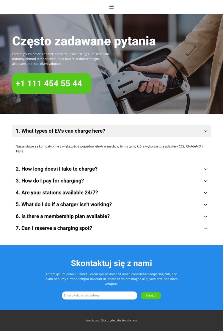 Electric Vehicle Charging Szablon HTML