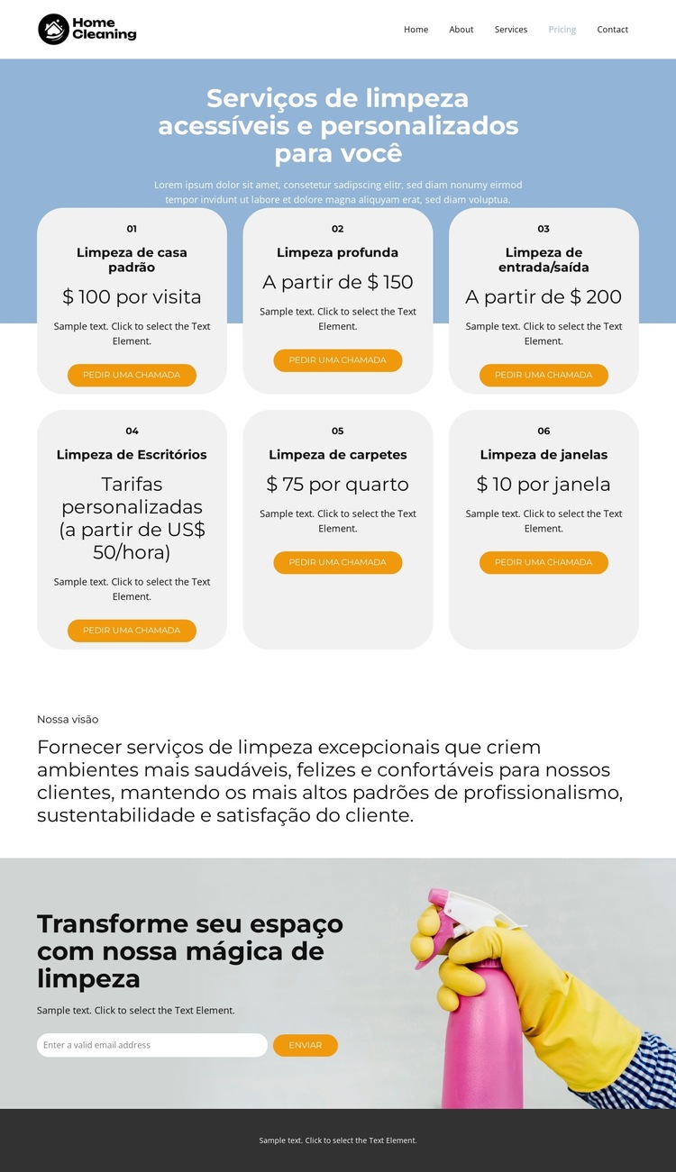 Preços de serviços de limpeza Modelo de site