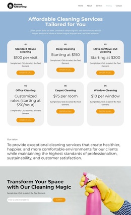 Cleaning Services Pricing - Responsive Website Templates