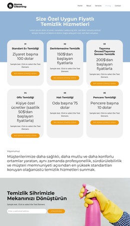 Temizlik Hizmetleri Fiyatlandırması Için HTML Sayfa Tasarımı