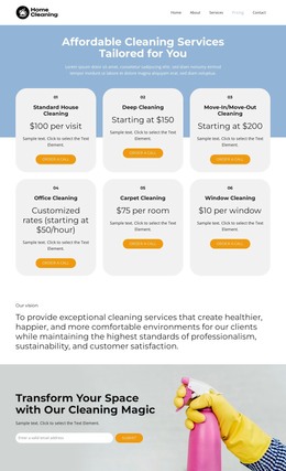 Cleaning Services Pricing - Beautiful WordPress Theme