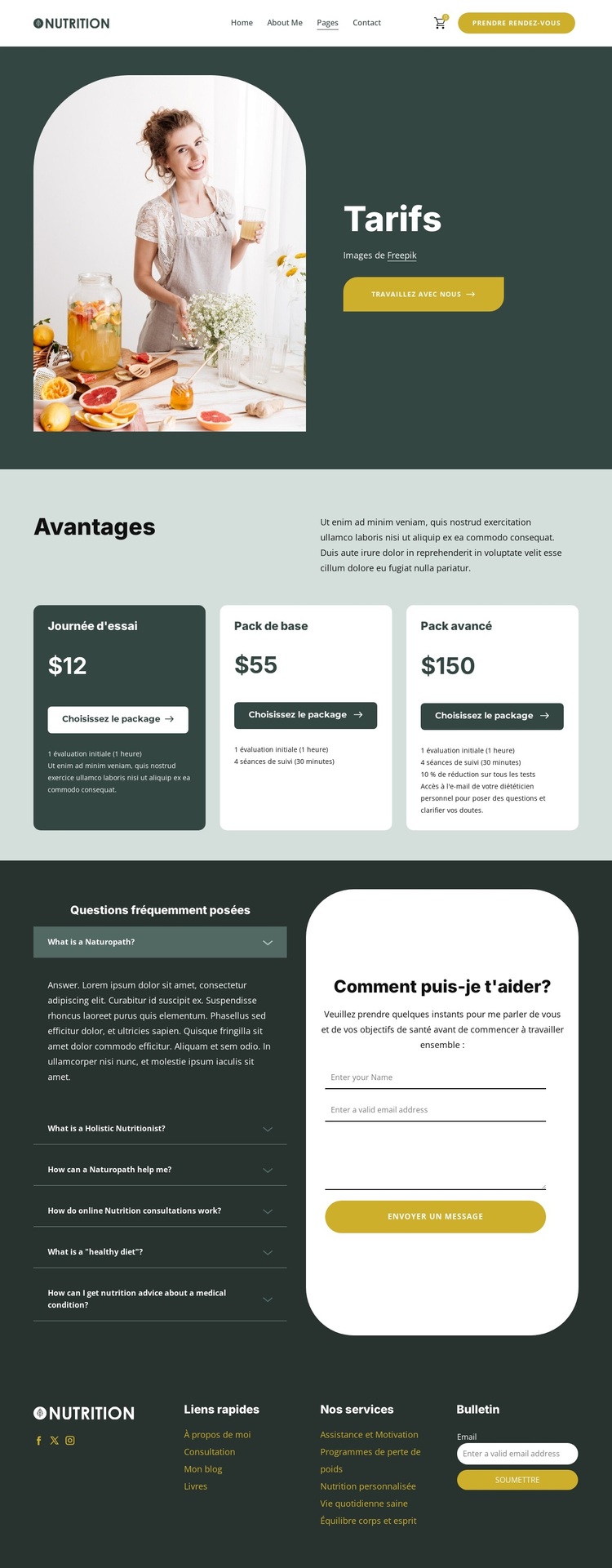 Liste de prix de la nutrition Thème WordPress