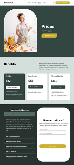 Nutrition Price List - Simple Joomla Template