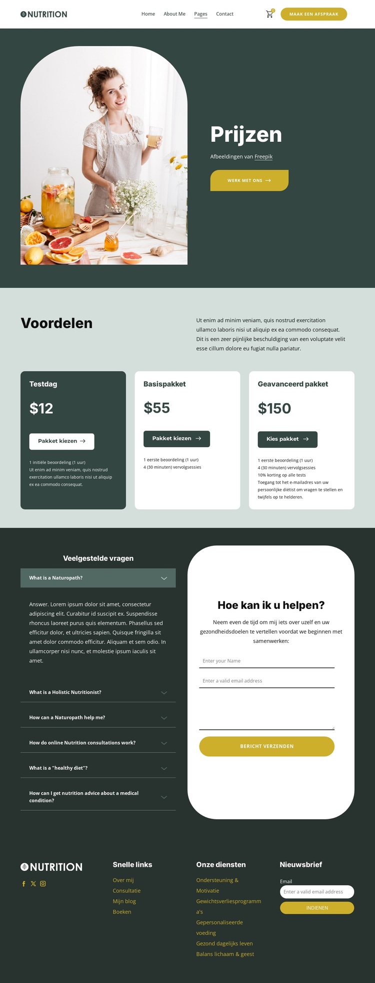 Voedingsprijslijst WordPress-thema