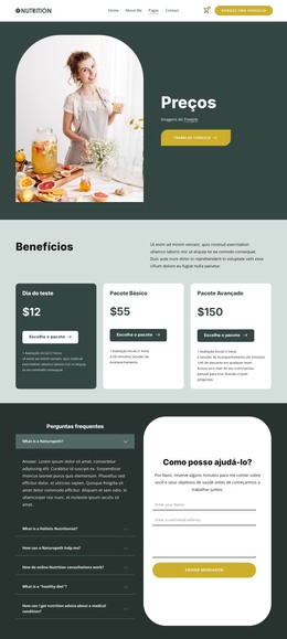 Lista de preços de nutrição Modelos HTML