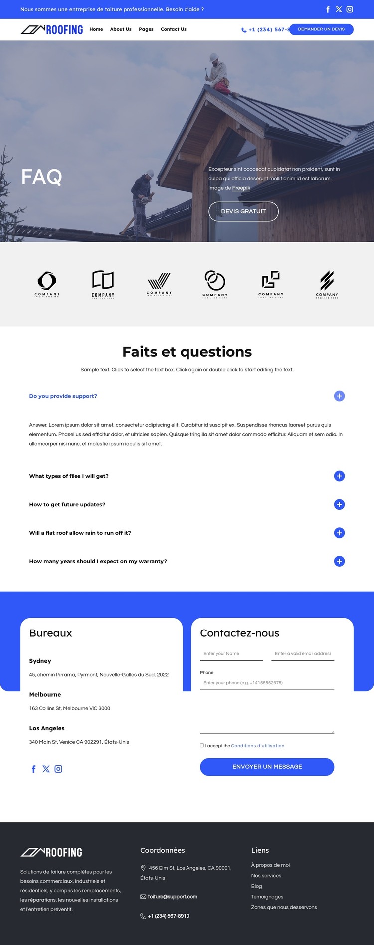 Toiture commerciale et industrielle Modèle HTML