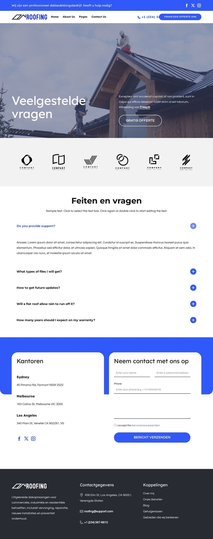 Commerciële industriële dakbedekking CSS-sjabloon