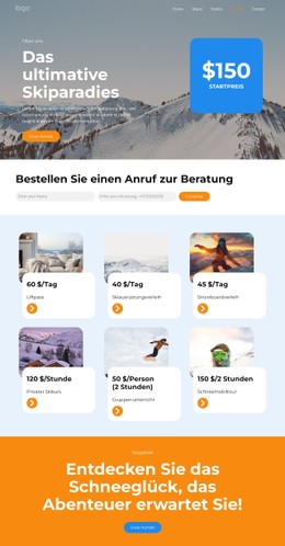 Preise Für Skigebiete Einfache CSS-Vorlage