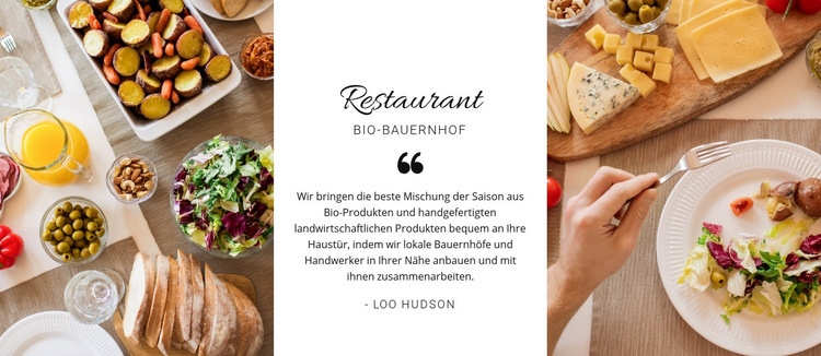 Restaurant gesunde Speisekarte Website design