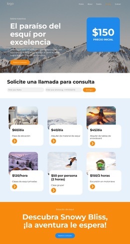 Precios De Las Estaciones De Esquí: Inspiración Para La Página De Destino