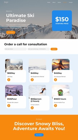 Ski Resort Pricing - HTML Website Creator