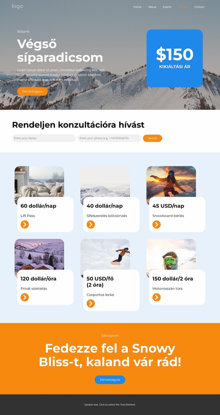 A síterep árazása Weboldal sablon