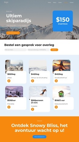 Ontwerptools Voor Prijzen Voor Skigebieden