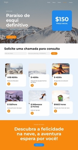 Preços de estações de esqui Designs de sites
