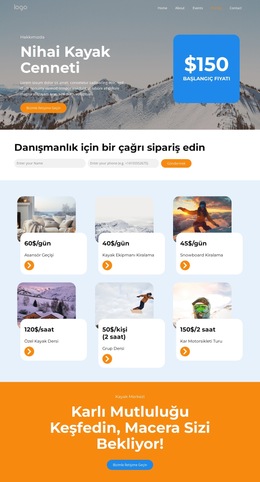 Kayak Merkezi Fiyatlandırması Web Sitesi Şablonları