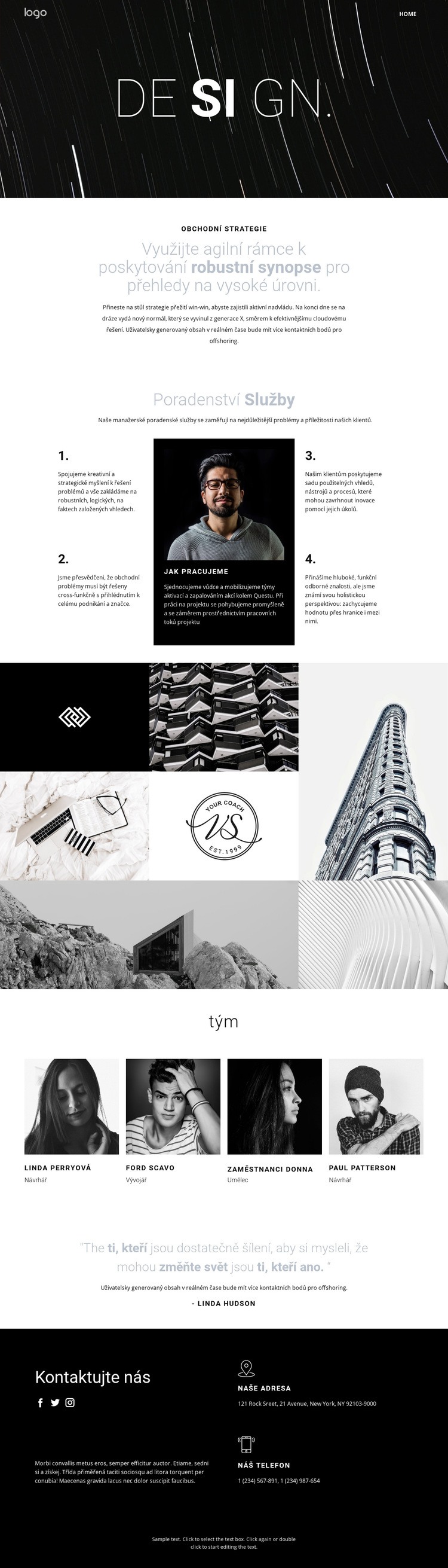 Design a kreativní umění Šablona webové stránky