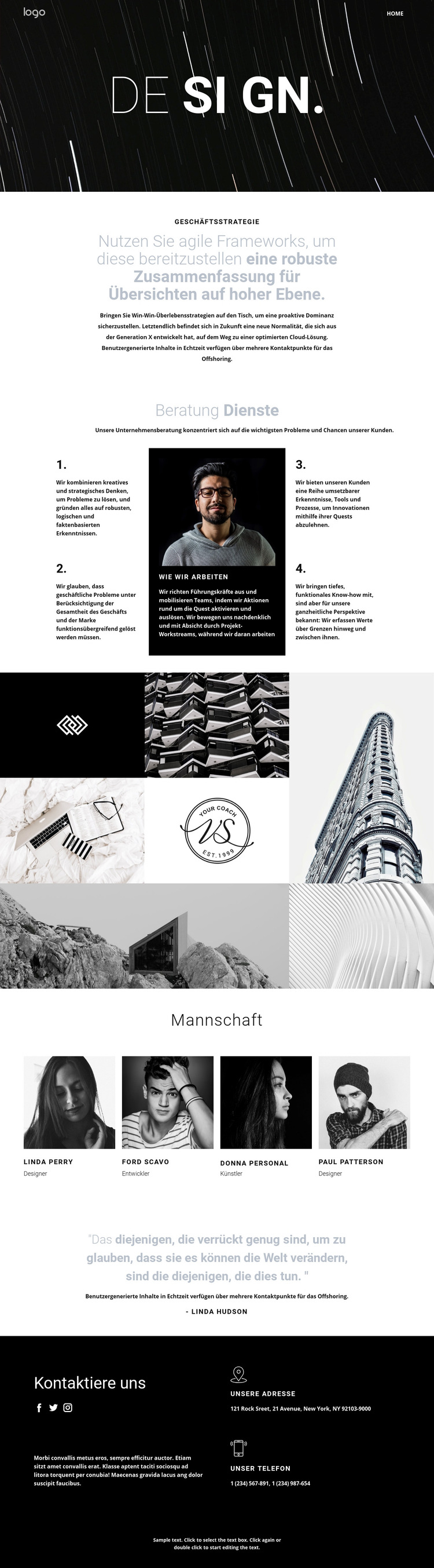 Design und kreative Kunst Website-Vorlage